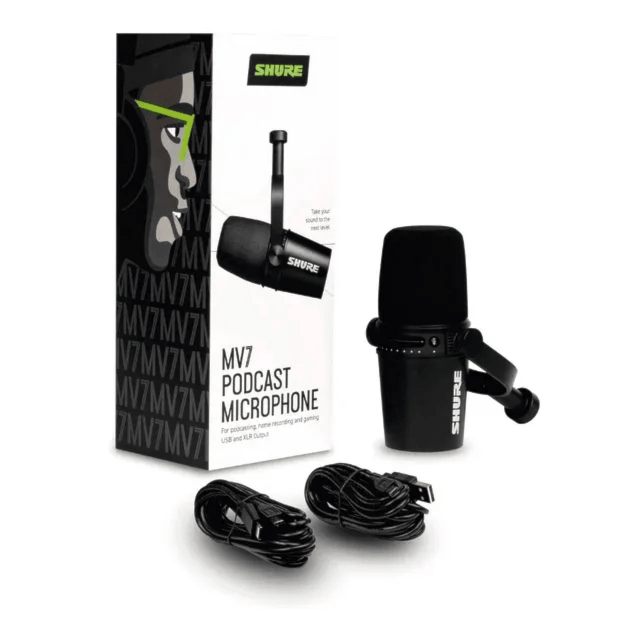 MICROFONE PARA PODCAST PRETO - Shure